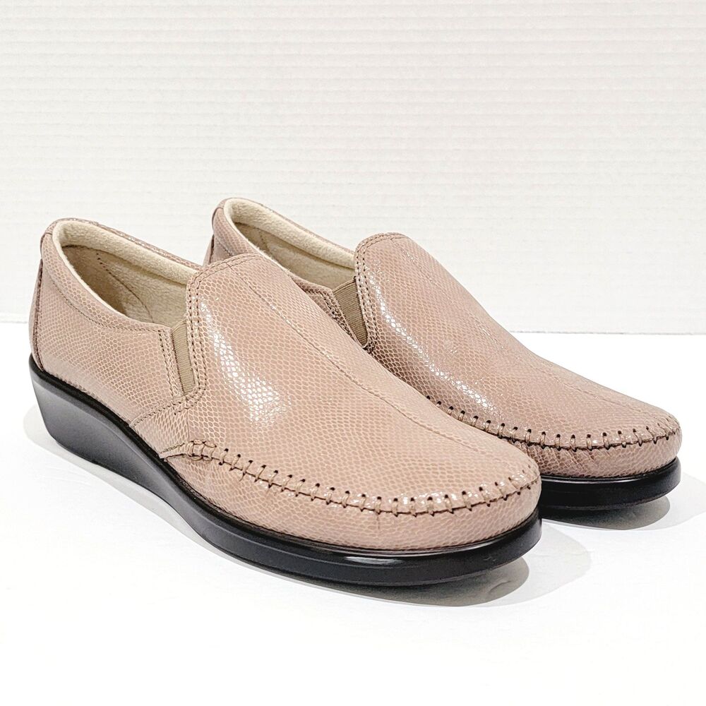 SAS Dream Mushroom Loafers Women's Sz 8.5 S Snake Embossed Leather Slip On Shoes